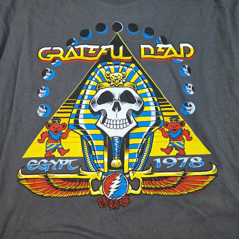 Liquid Blue Grateful Dead Egypt 1978 Graphic T-Shirt Mens 6XL Short Sleeve Grey